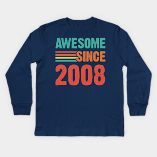 Vintage Awesome Since 2008 Kids Long Sleeve T-Shirt